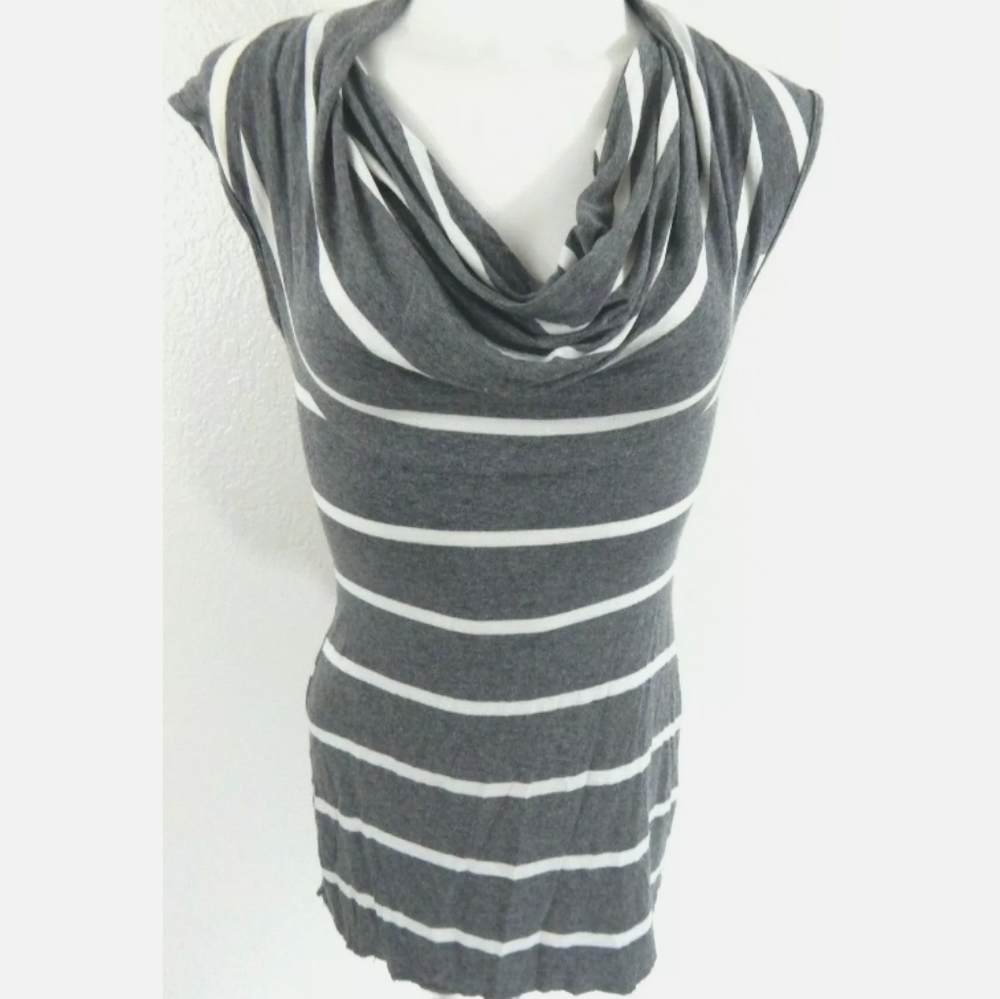 Bailey 44 Gray Striped Cowl Neck Top